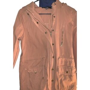Forever21 Tan Utility Jacket with Hood and Zipper